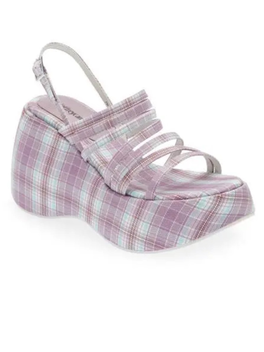 JEFFREY CAMPBELL Vibez Platform Sandal Purple Plaid Platform Sandals Size 10 - Picture 9 of 10